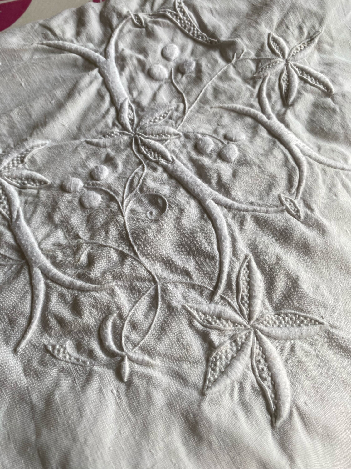 Monogrammed and embroidered castle sheet.