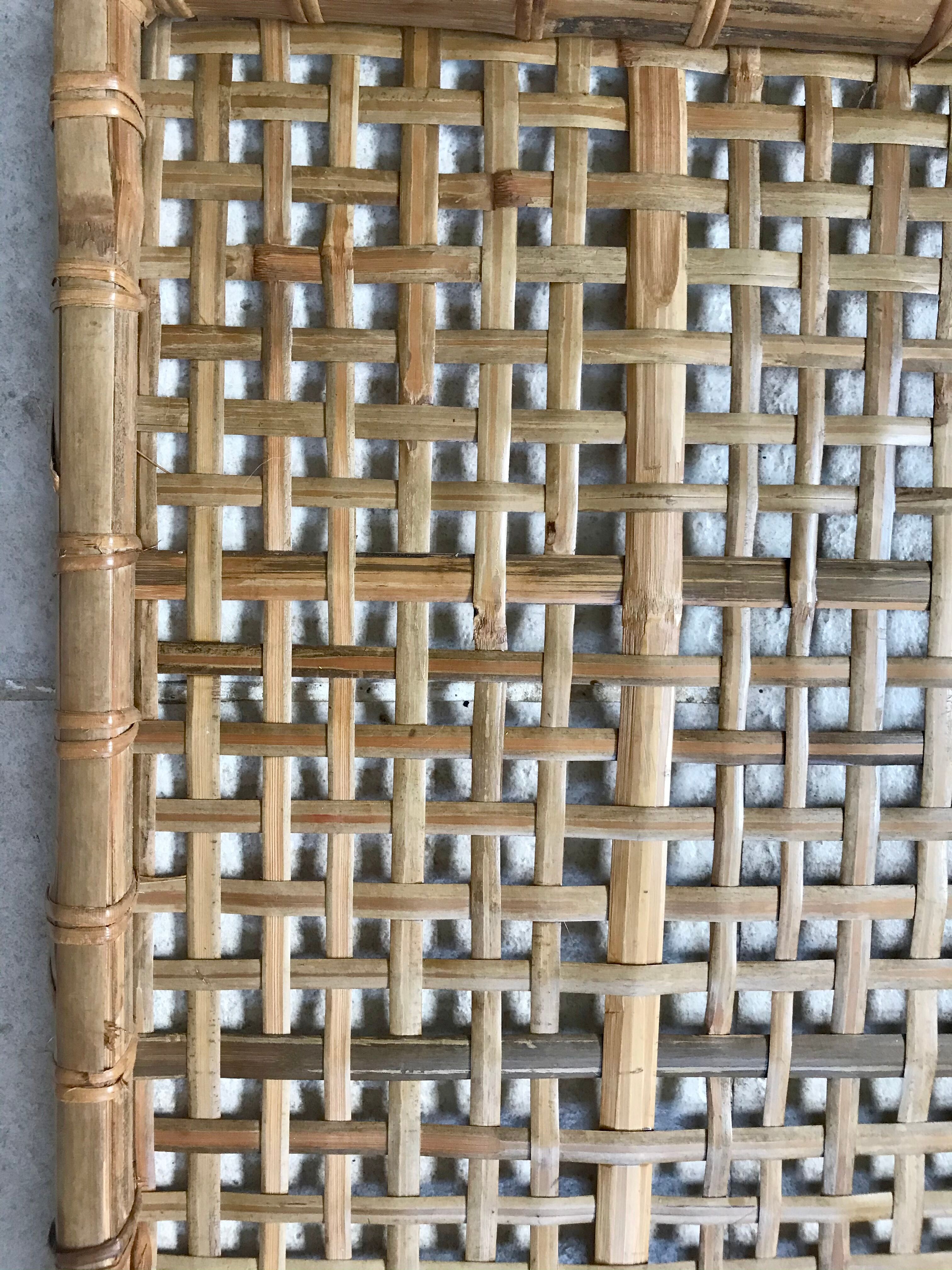 Plateau rotin et bambou  vintage 45X45cm
