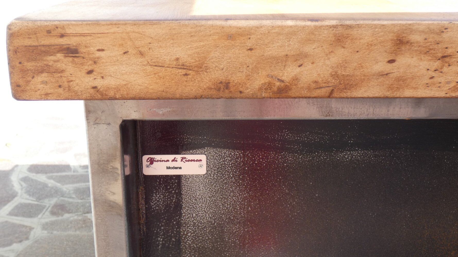 Industrial Island Counter in Steel and Walnut, 1970s
