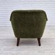 Fauteuil norvégien des années 1970, tissu de meuble vert, bois de teck,