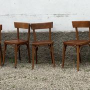 Series of 10 vintage bentwood curved wood bistro chairs