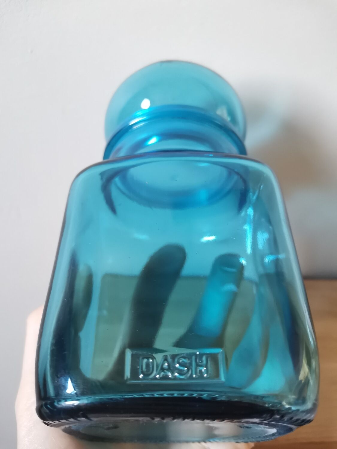 Vintage dash blue glass jar