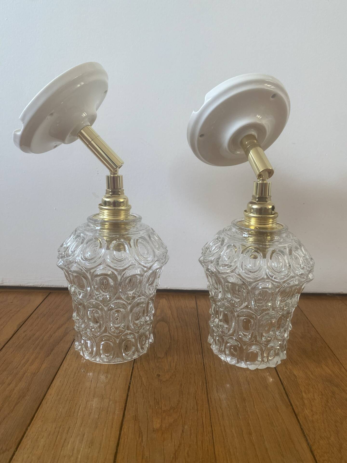Pair of vintage glass globe wall lights
