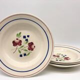 4 hollow plates "lunéville" bagatelle model, hand-painted décor