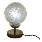 Vintage textured amber moulded globe bedside lamp