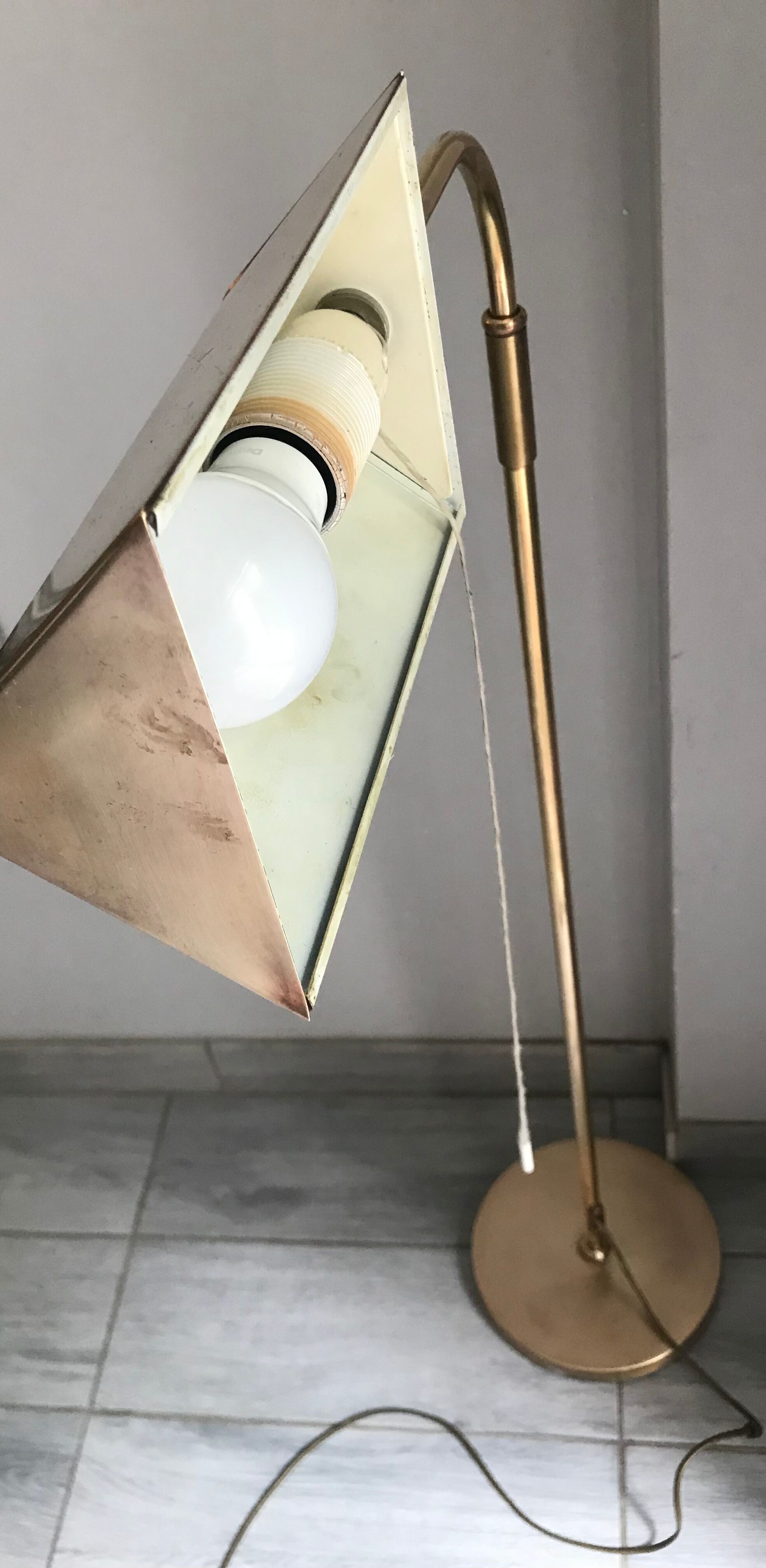Floor lamp reading machine in vintage brass