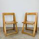 Paire de chaises pliantes par Aldo Jacober, bois, années 60