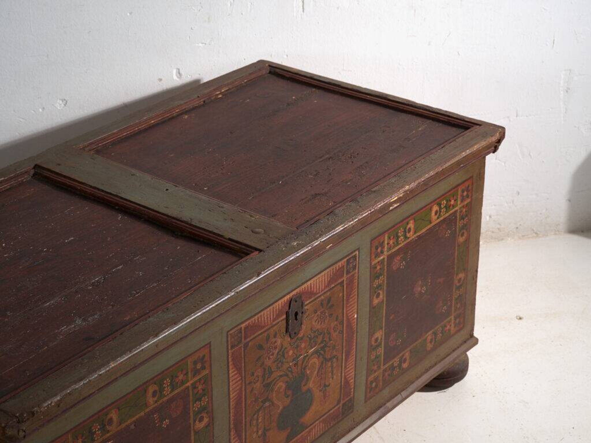 Antique polychrome wedding chest – Central Europe, circa 1850