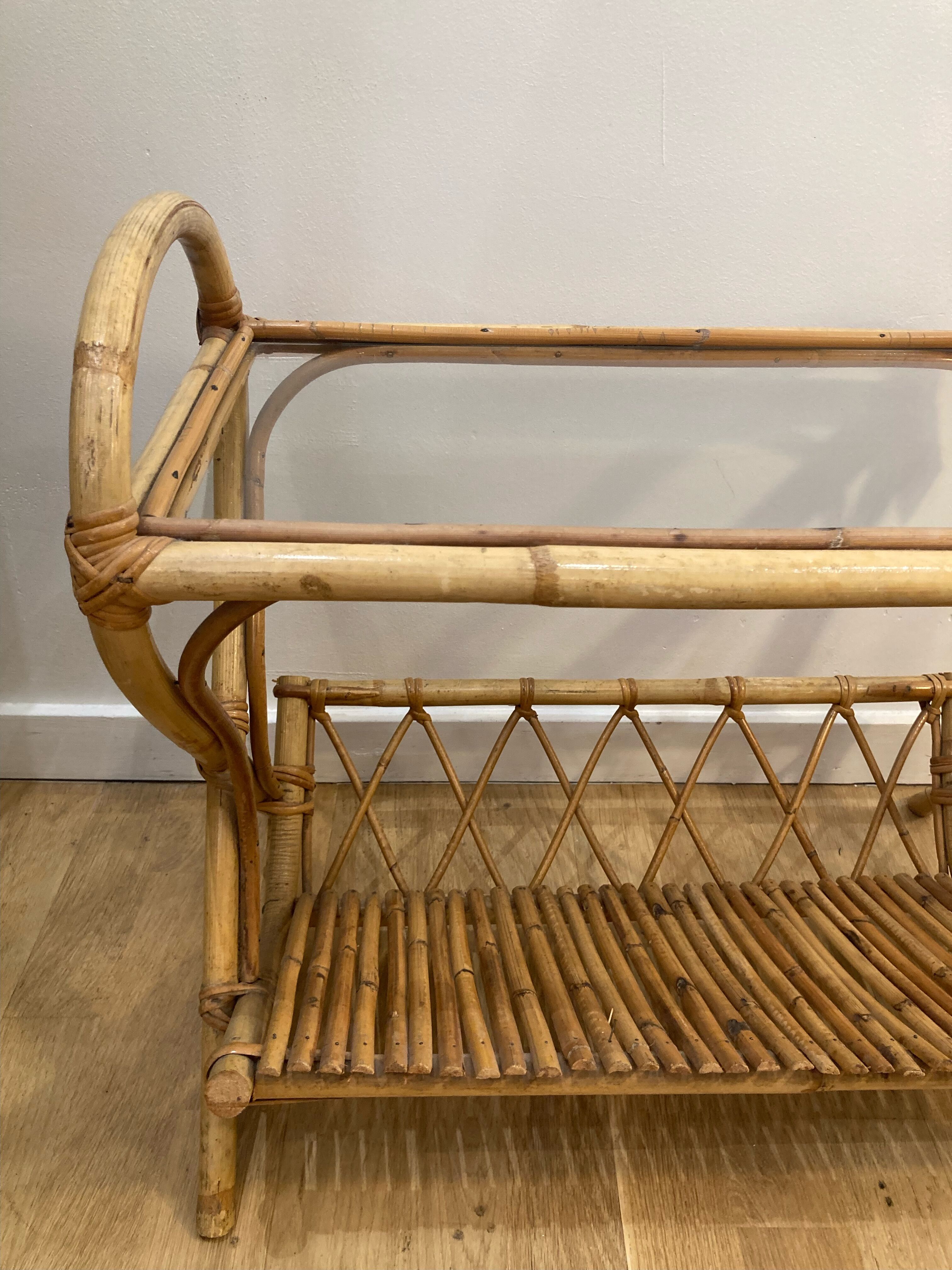 Vintage rattan magazine holder