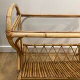 Vintage rattan magazine holder