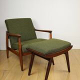 GFM-64 armchair, design by Edmund Homa from the 60s, olive green boucle - 2 pieces available