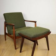 GFM-64 armchair, design by Edmund Homa from the 60s, olive green boucle - 2 pieces available