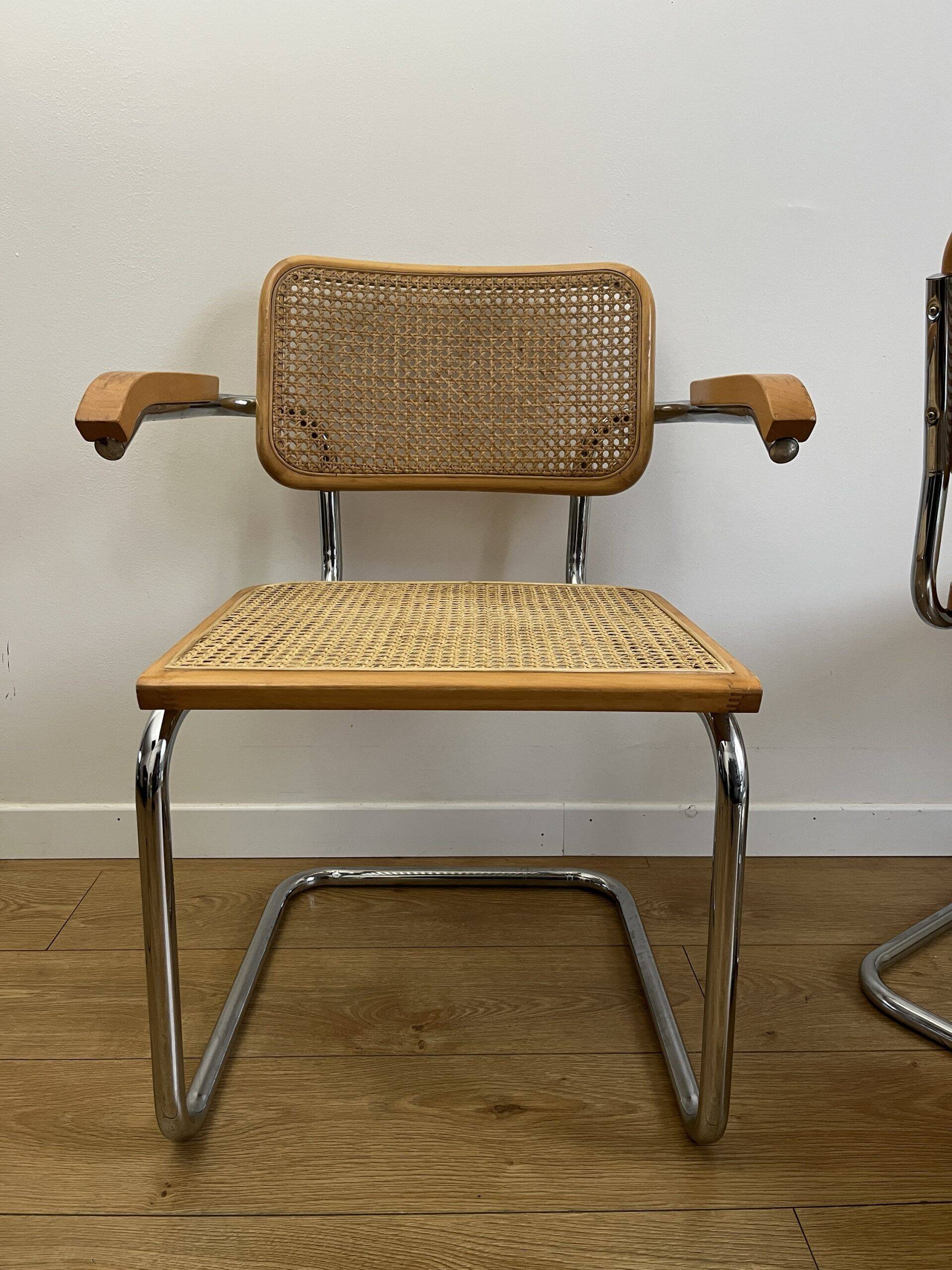 CESCA B64 armchair in canework after Marcel Breuer