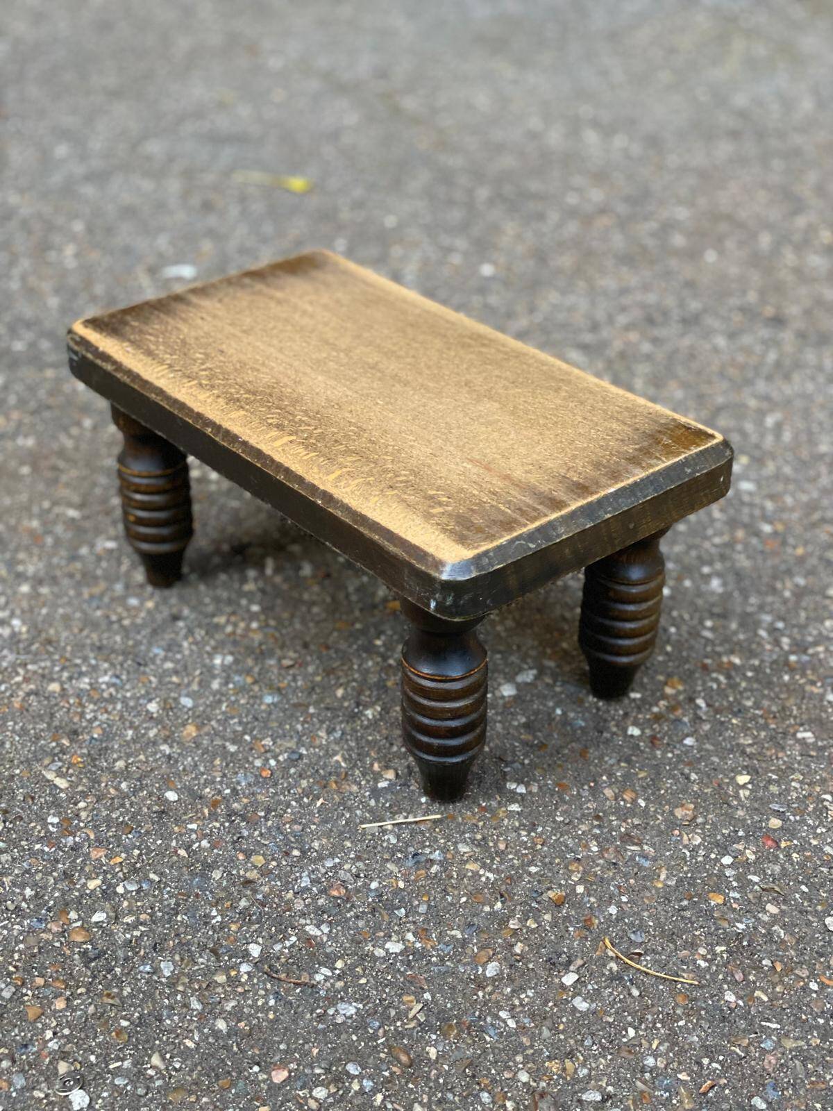 Vintage stool with solid wood carved legs