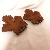 Empty pocket, wooden bowl, vine leaf, craft, vintage