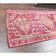 Vintage Pink Geometric Turkish Hand-Knotted Runner 80x361