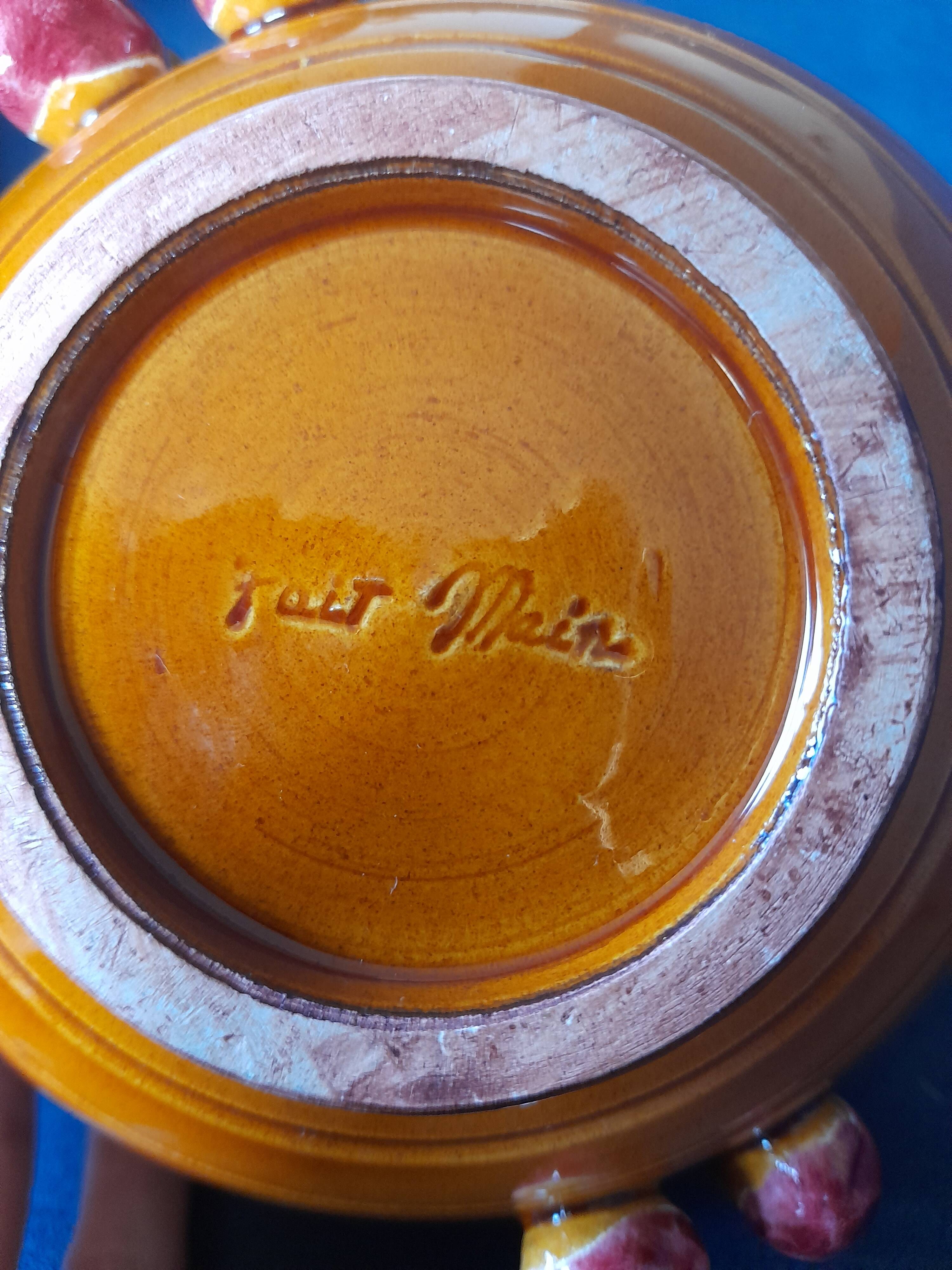 Ceramic basket with cherries