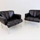 Set of 2 Girsberger Eurochair leather armchairs