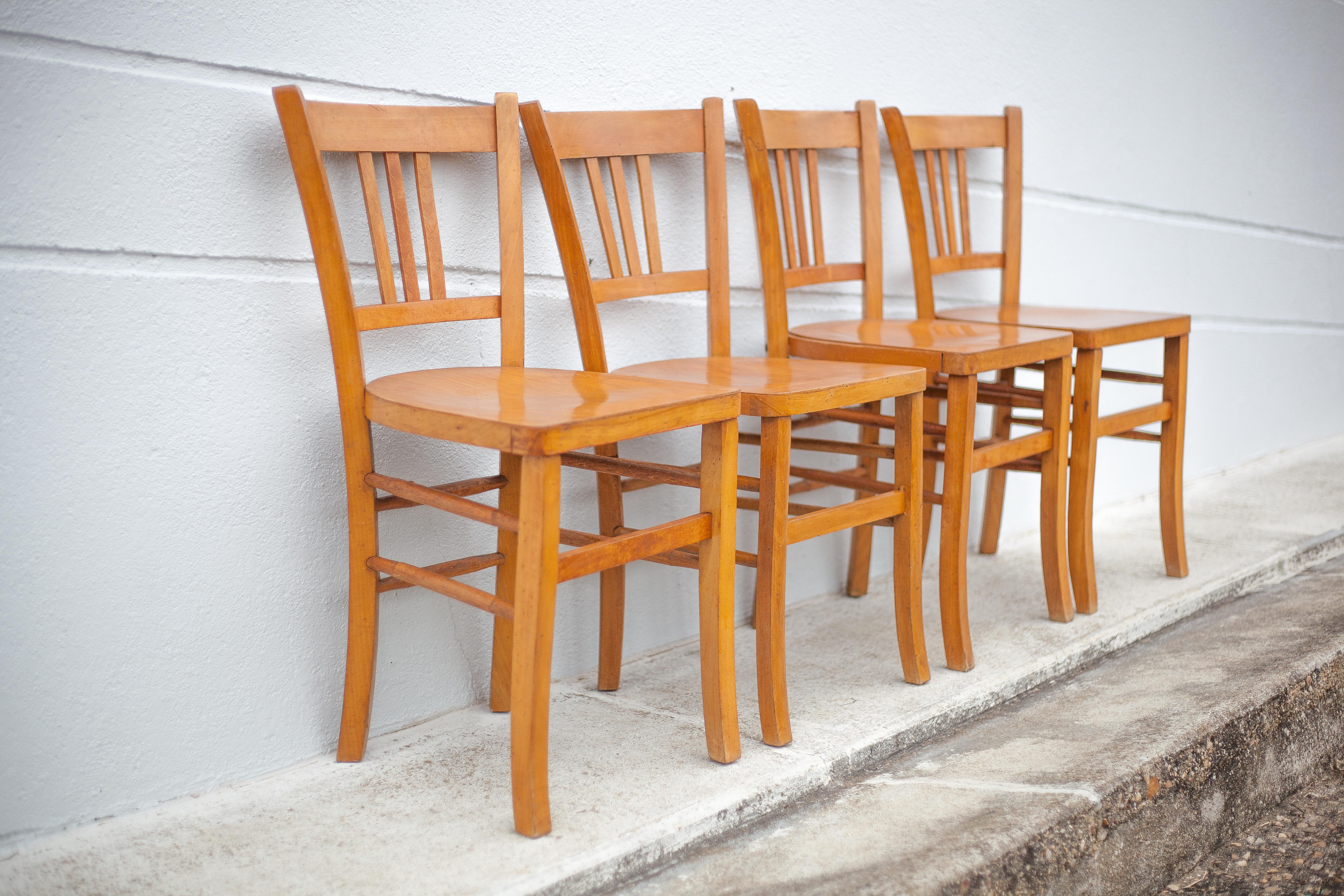 Set of 4 luterma bistro chairs, vintage wooden chairs, countryside, interior decoration