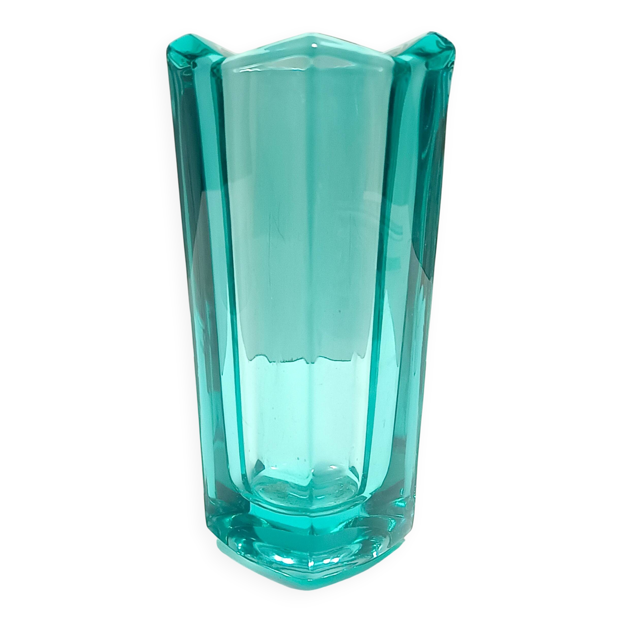 Postmodern Thick Teal Blown Glass Vase #472 by Jiri Zejmon, Czech Republic