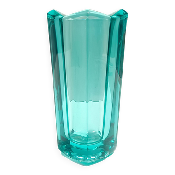 Postmodern Thick Teal Blown Glass Vase #472 by Jiri Zejmon, Czech Republic