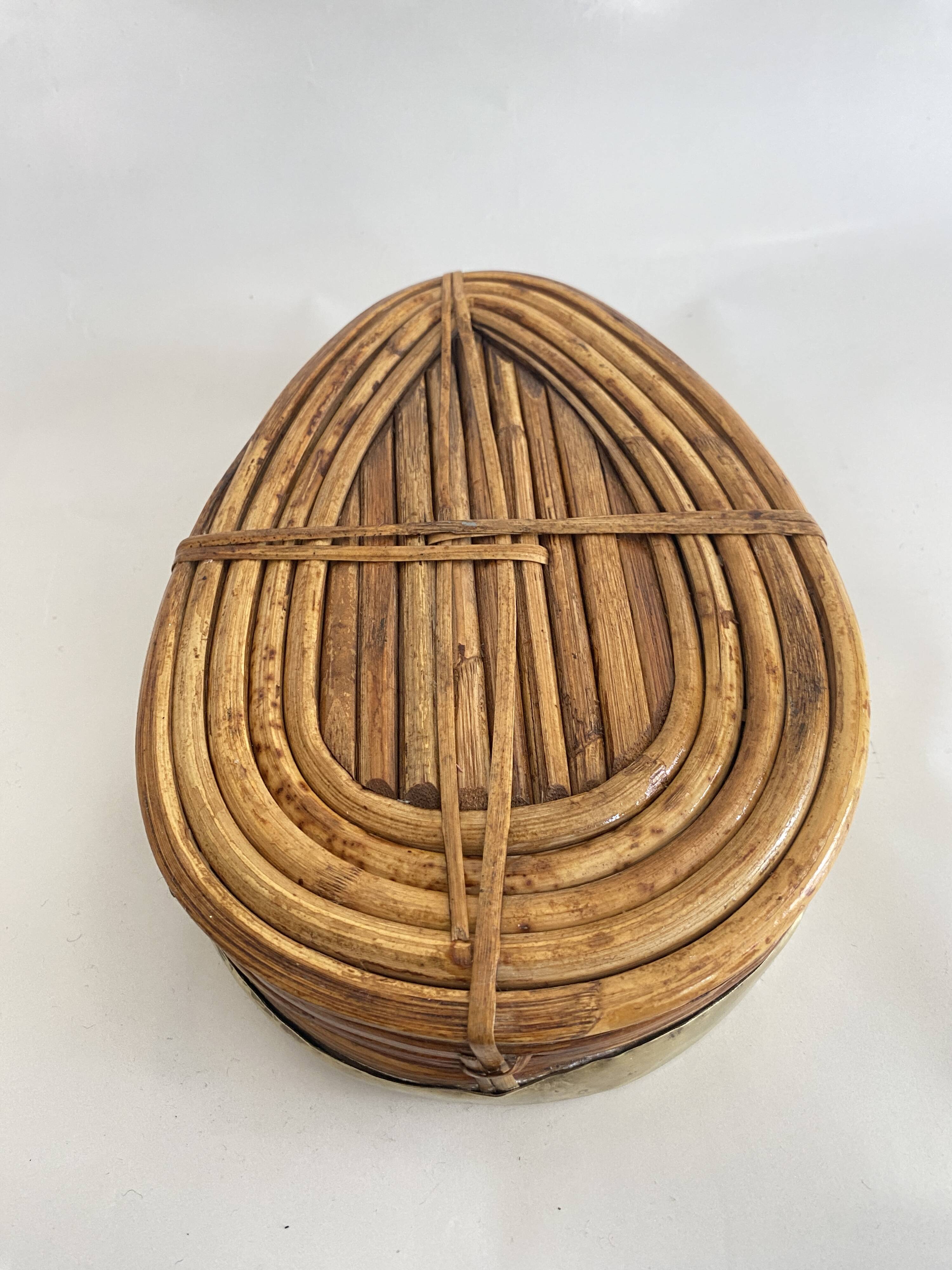 Bamboo and brass basket from the 70s