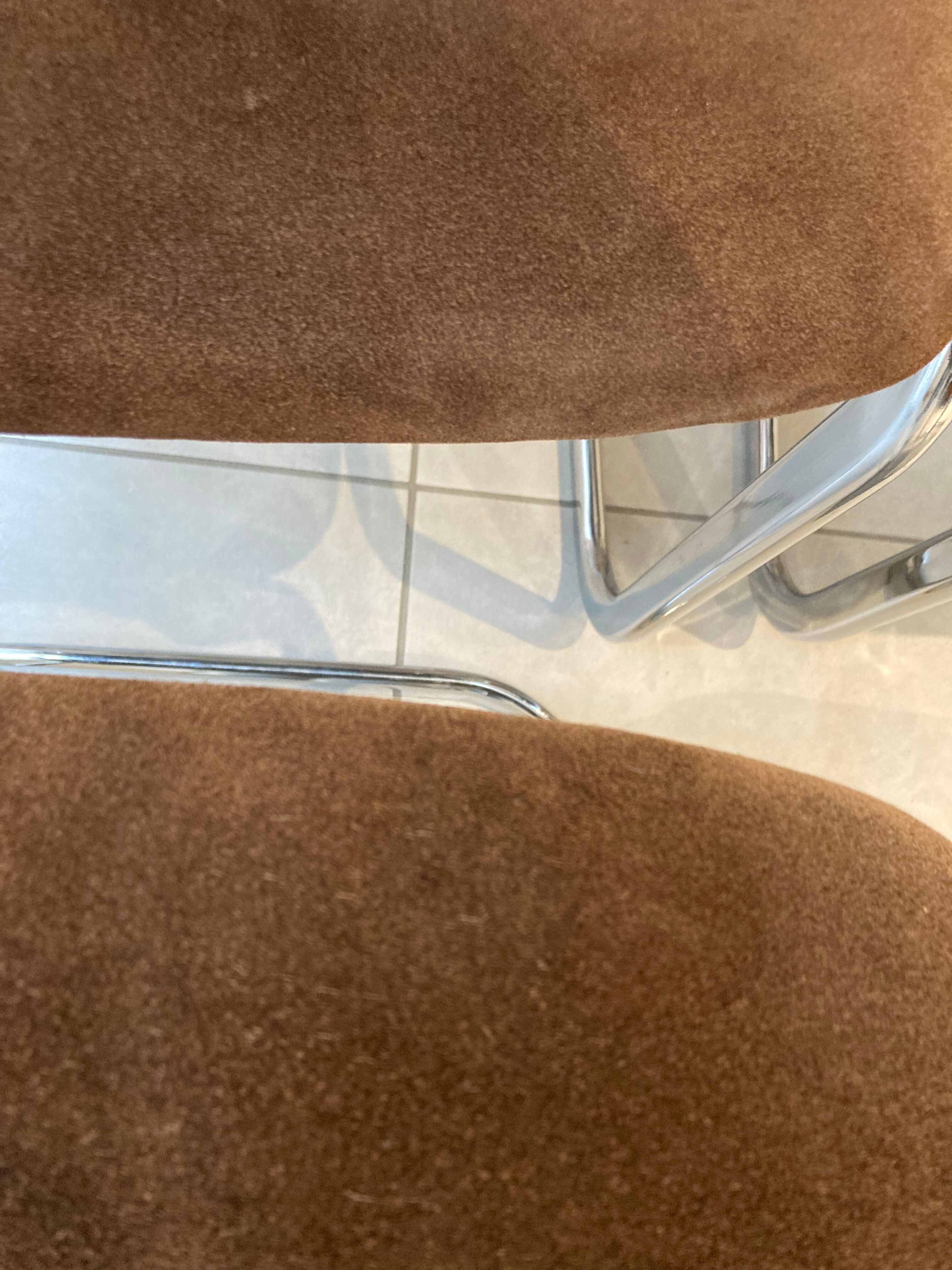 Set of 4 chairs chrome and suede 70s