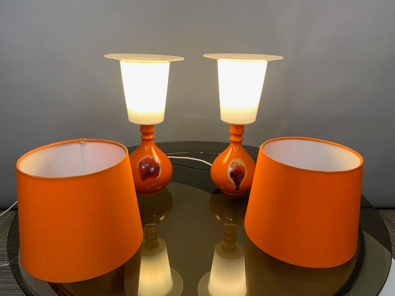 Pair of 1970s ceramic table lights by Bjorn Wiinblad for Rosenthal