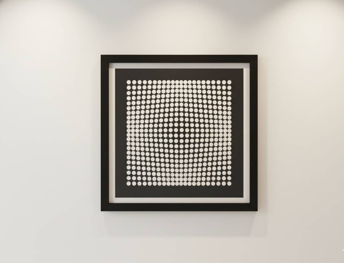 Superb Vasarely "Deep Kinetic" - Light Oak Frame - Ready to hang