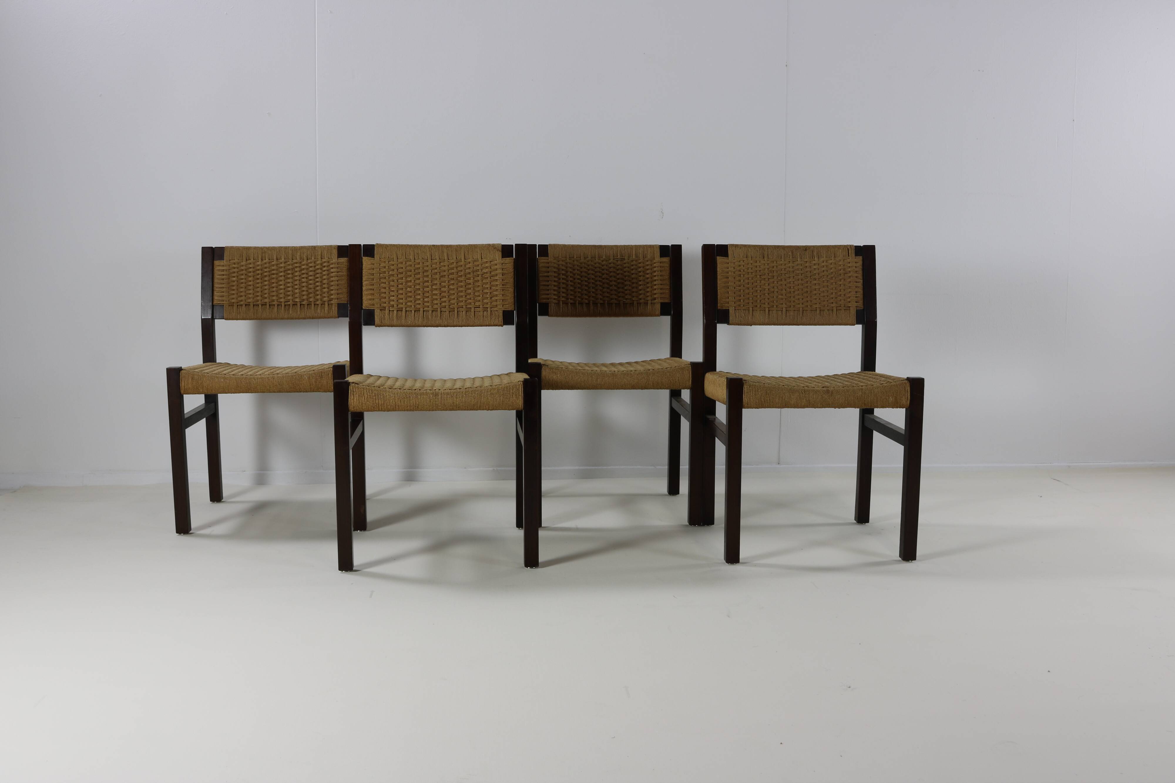 Set of four wenge wood dining chairs by Arnold Merckx for Fristho Holland
