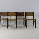 Ensemble de quatre chaises de salle à manger en bois wengé par Arnold Merckx pour Fristho Holland