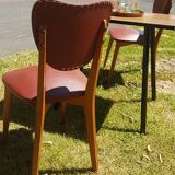 Paire de chaises type Baumann skaï 1960 pieds compas