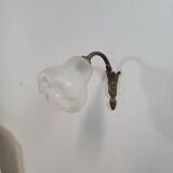 Vintage art deco wall lamp in sandblasted glass and brass