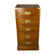 Chiffonnier / storage cabinet 5 drawers in rubber tree tint walnut and brass