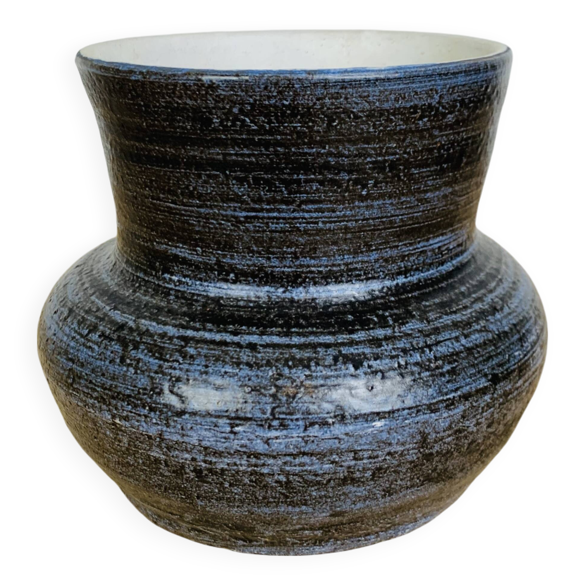 Blue ceramic vase from the 1950s in Accolay style.