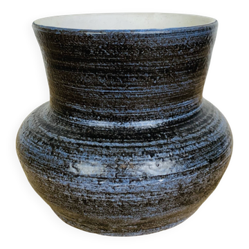 Blue ceramic vase from the 1950s in Accolay style.