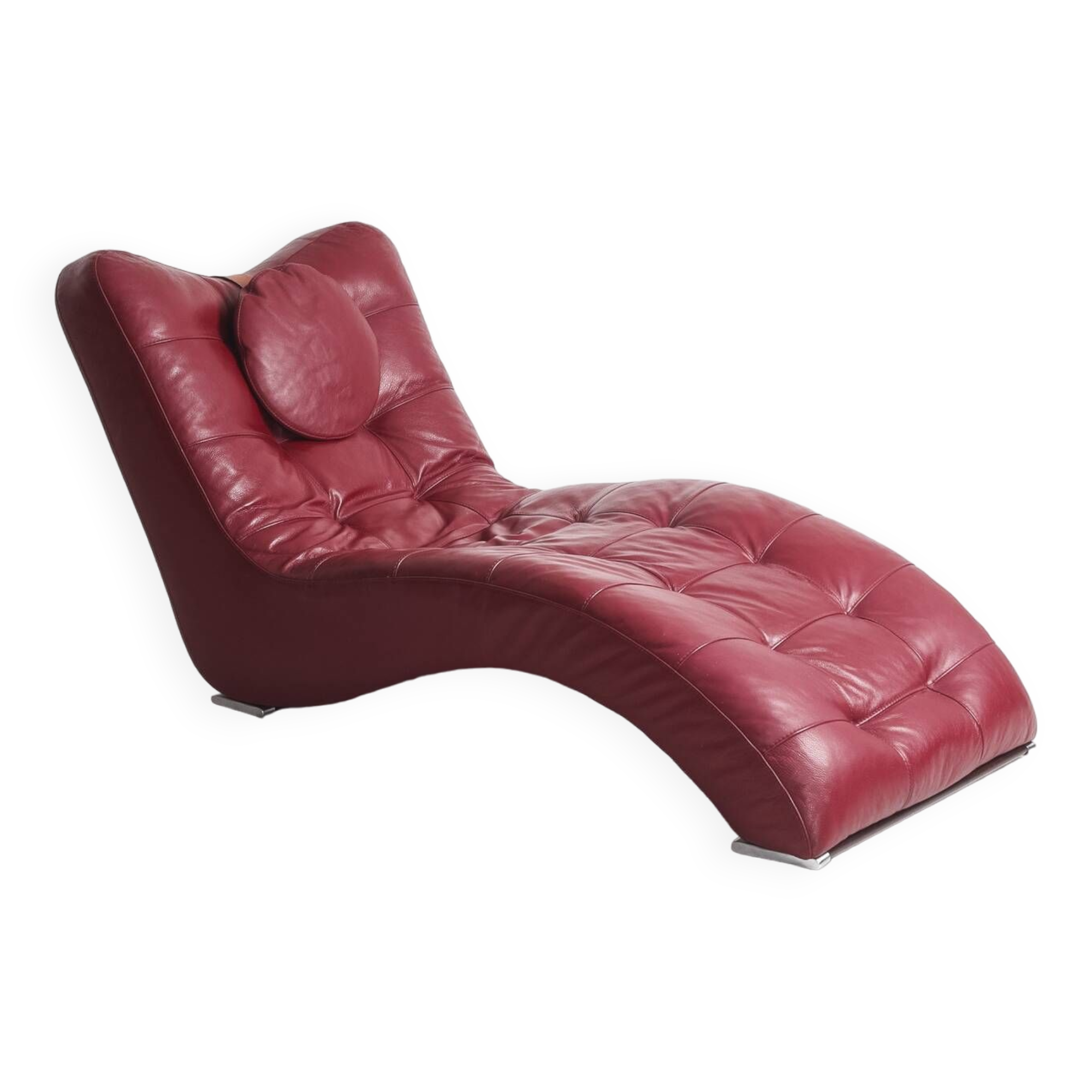 Italian leather chaise longue by Contempo