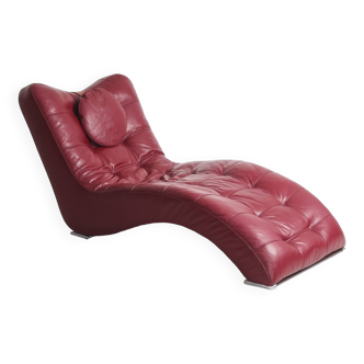 Italian leather chaise longue by Contempo