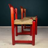 Red Padova chairs by Hank Lowenstein, Italy, 1970s, set of 2.