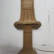 Lampe de table champignon "Pagode" en osier et rotin, Pays-Bas 1980
