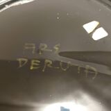 Lacquered Black with Colored Details Ceramic Vide-Poche by Ars Deruta, Ital