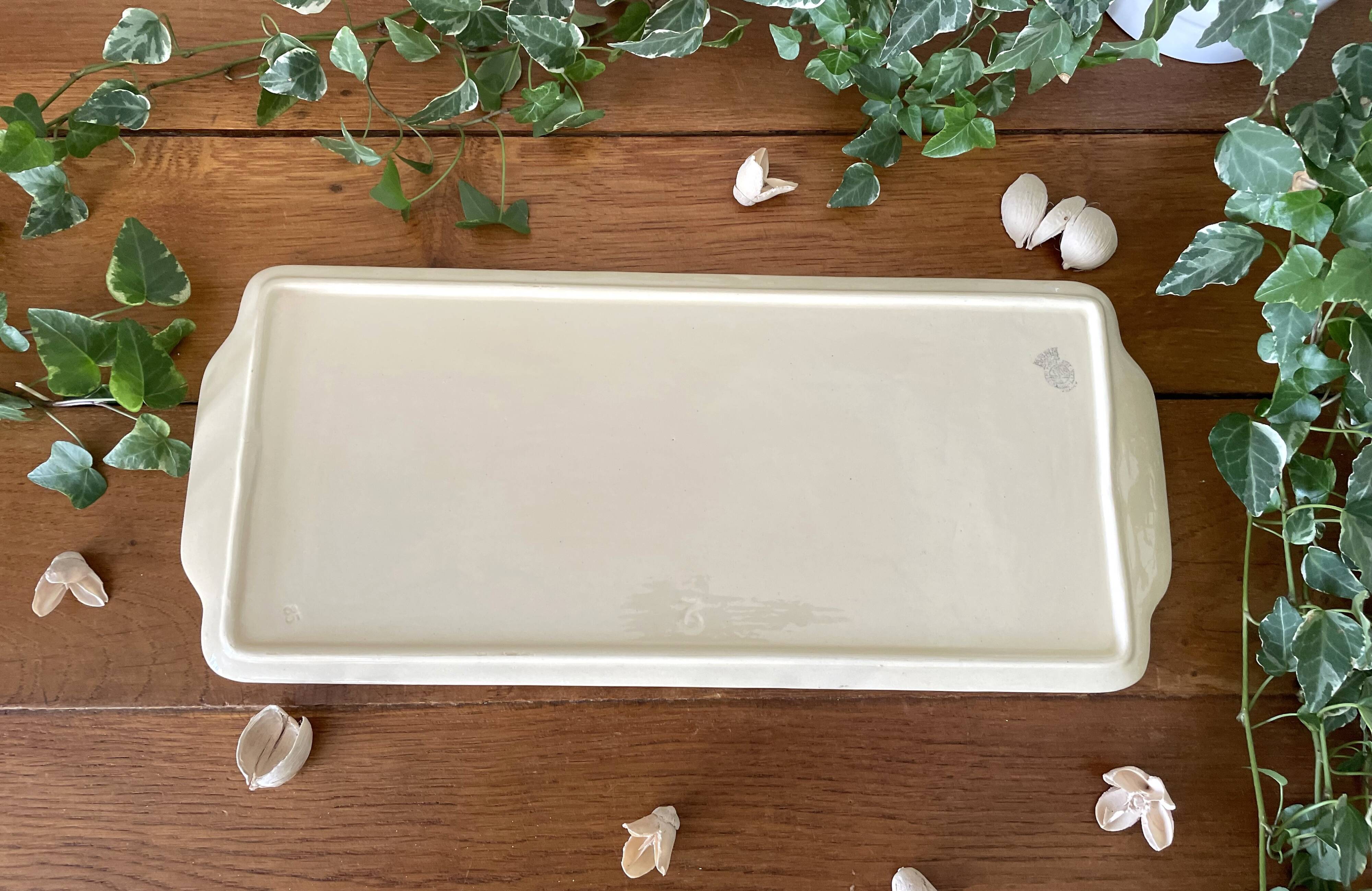 Pretty old earthenware cake dish from badonviller