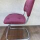 Old Strafor chrome metal chair - vintage 7s design red fabric