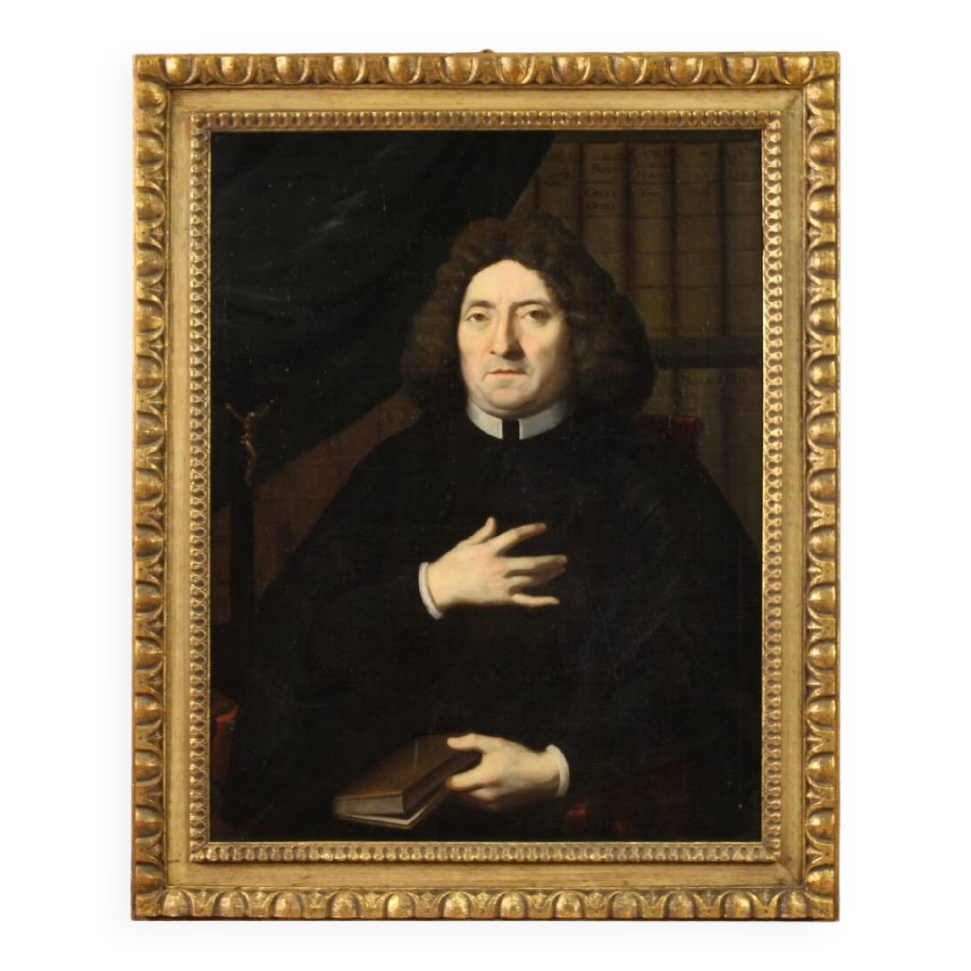 Antique portrait painting signed Gerrit Van Gimning and dated 1715