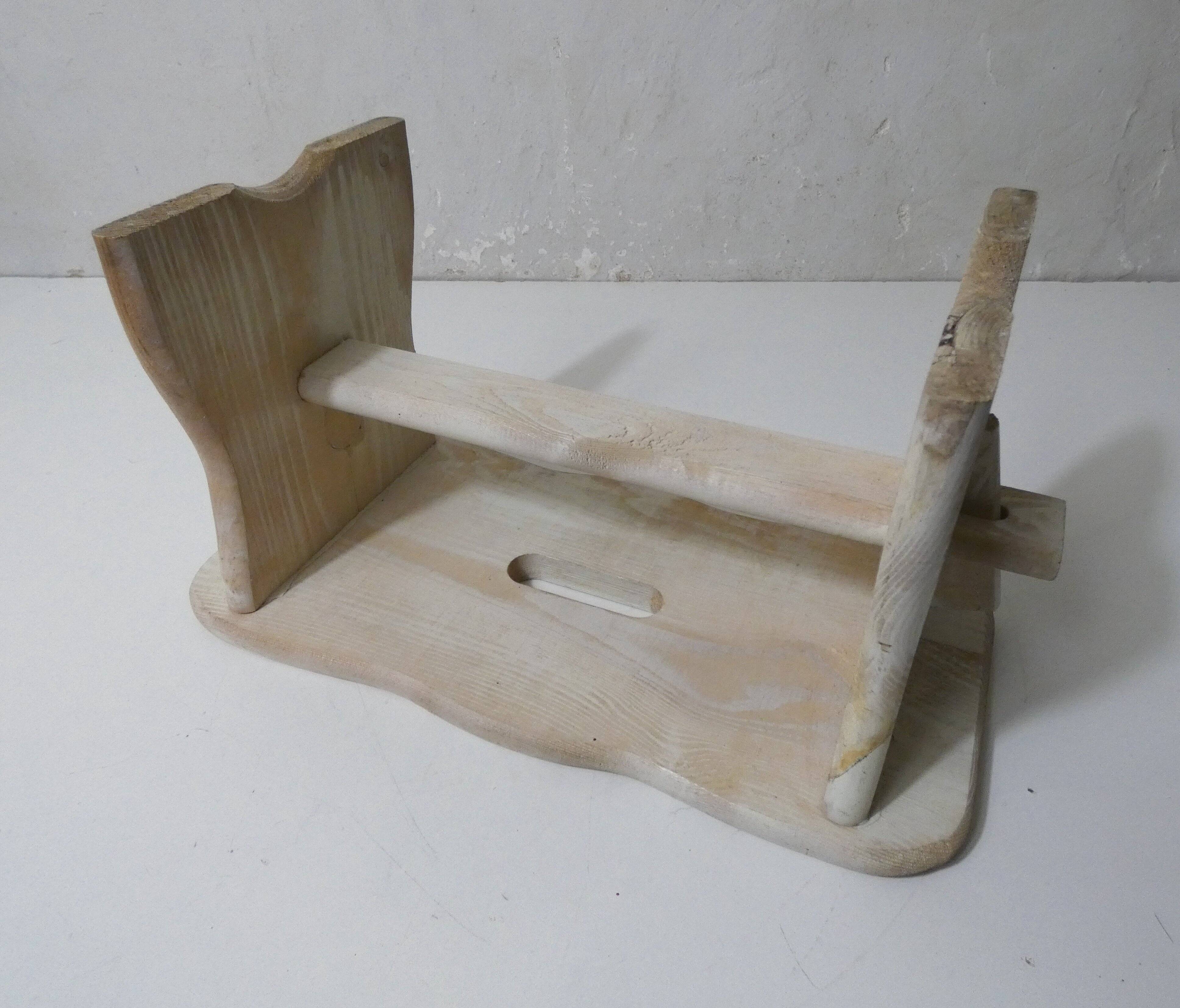 old small white patinated wooden bench vintage step stool