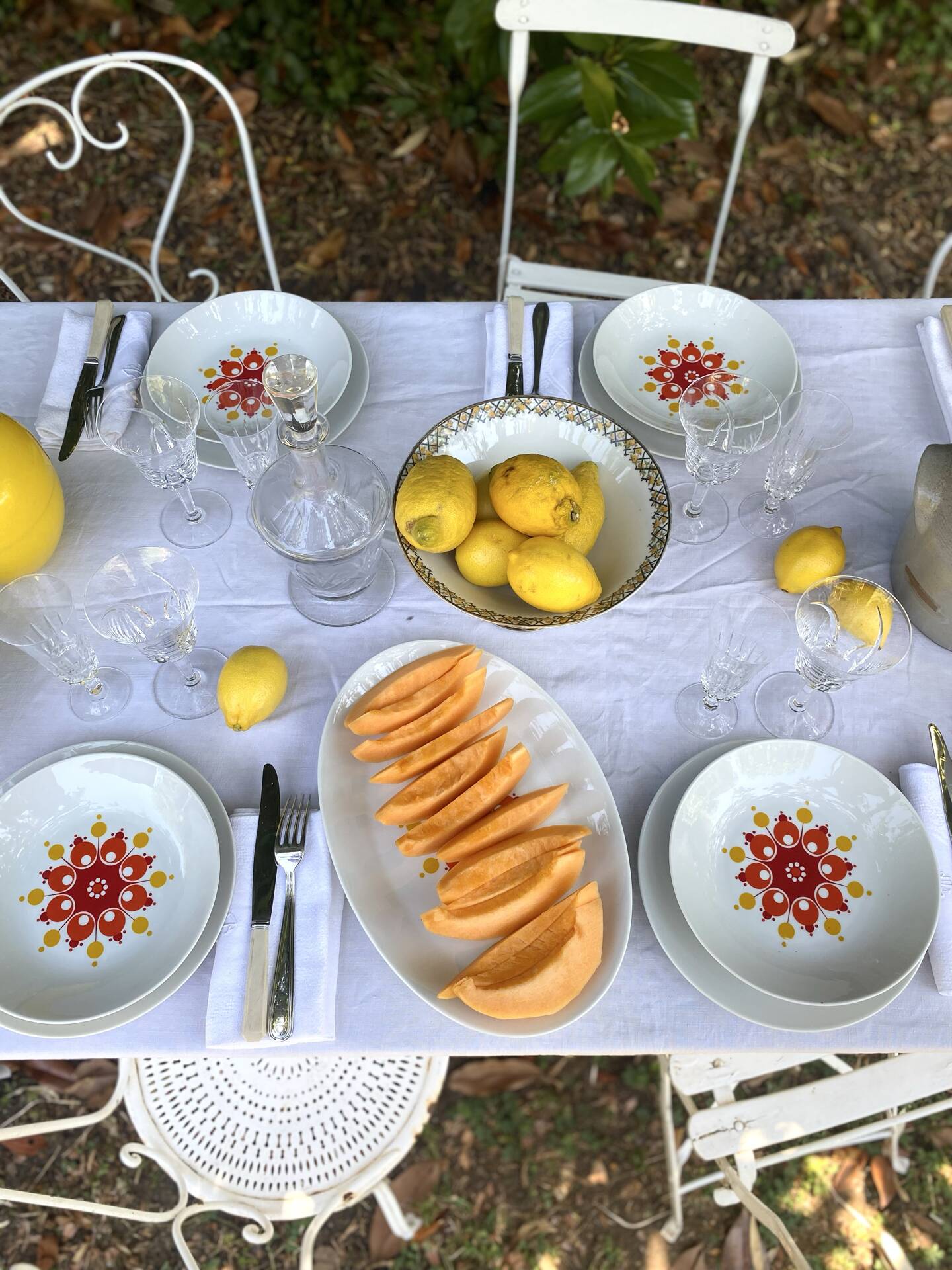 Service de table vintage Winterling, 20 pièces, décor pop années 70