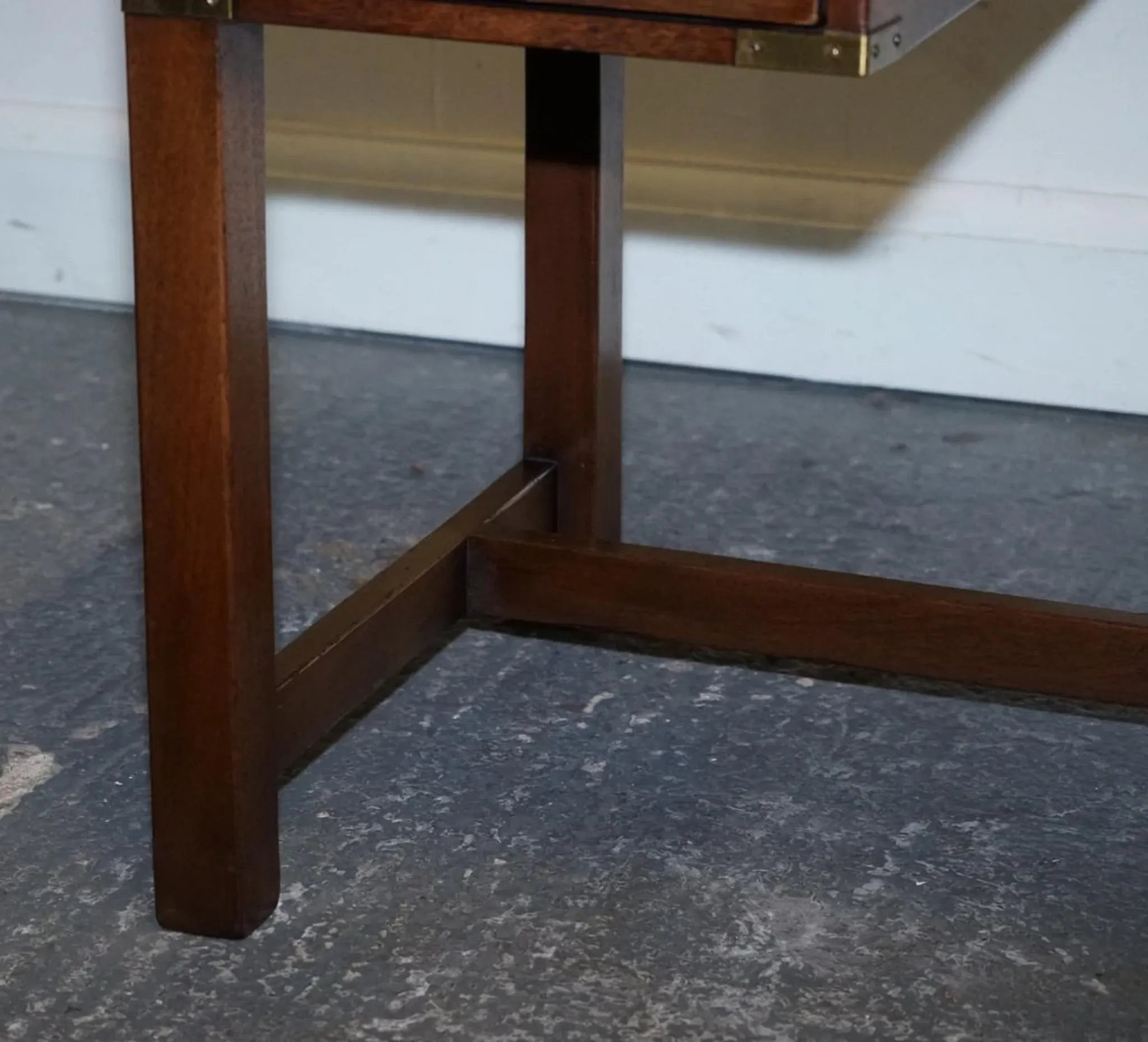 Vintage Military Campaign Desk with Leather Top from Harrods London