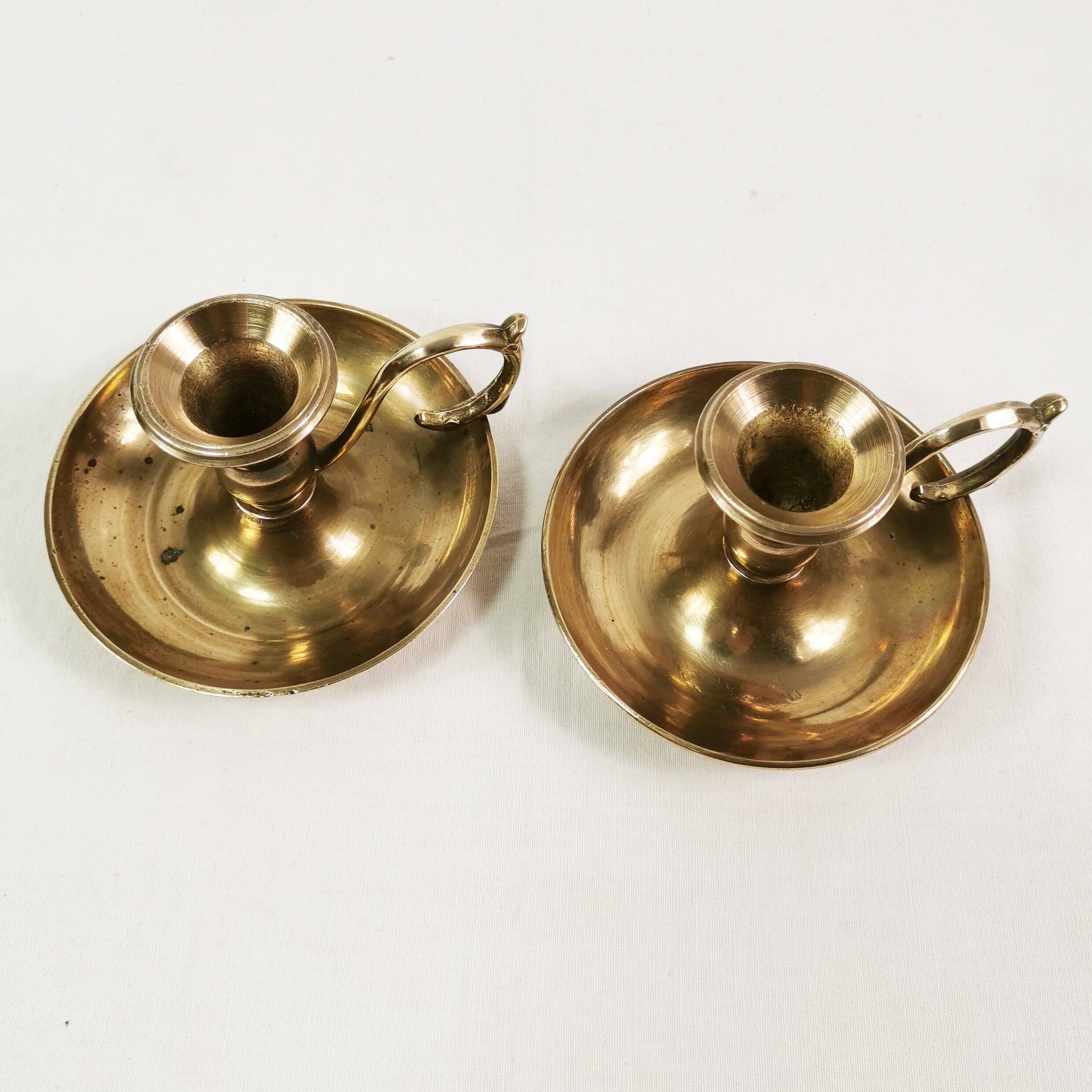 Pair of Art Deco brass candlesticks, Germany, 1960s