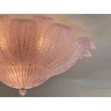 Contemporary Venetian Pink Graniglia "Leafs" Glass Flush Mount