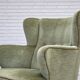 1960s, Scandinavian armchair, green furniture velour, oak wood legs.